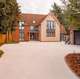 The view from the gates Porcelain Patio, Tarmac and Resin Driveway Abingdon. New Driveway Company.