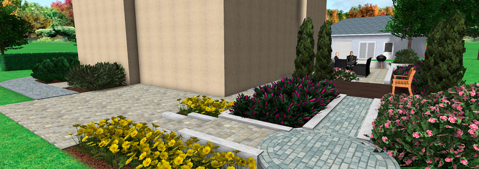 3D Design from New Driveway Company - Garden Landscaping, Resin Gravel Driveways, Block Paved Driveways, Porcelain Patios, Indian Sandstone Patios.