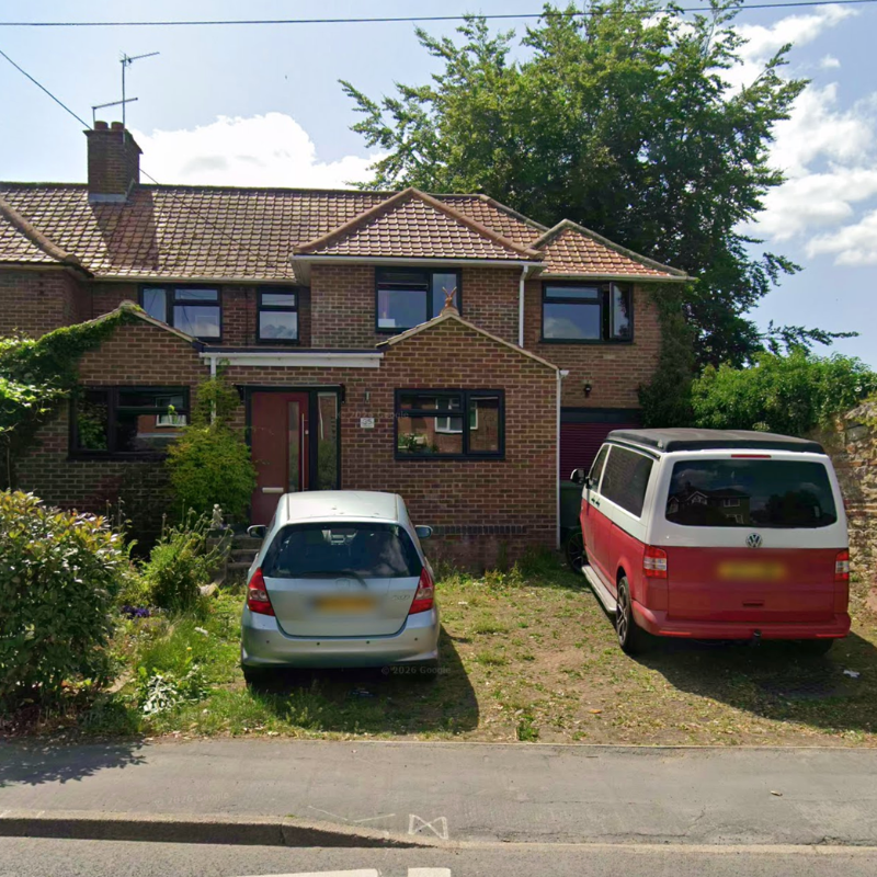 Before driveway in Didcot with concrete drive